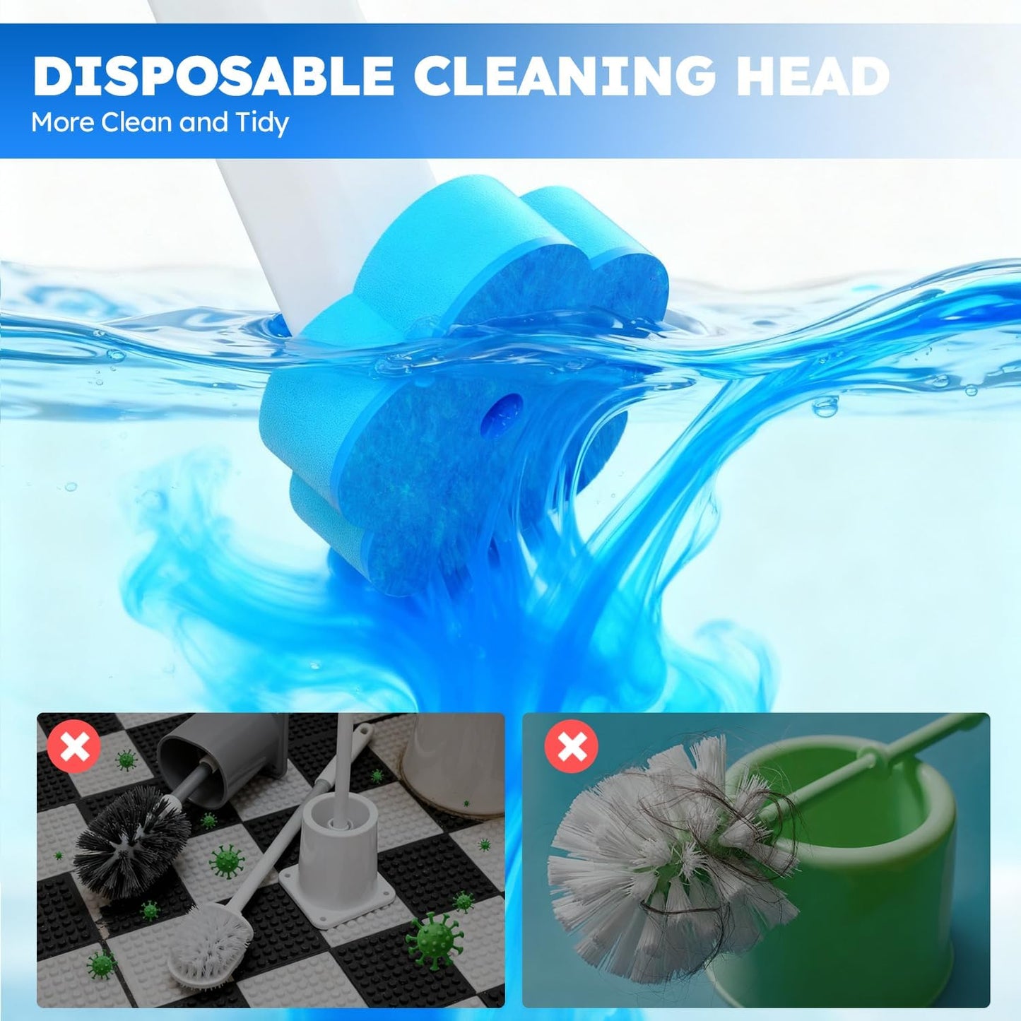 Disposable Toilet Brush Refills 20PCS Only for - Toilet Bowl Cleaner Head for Toilet Brush, Toilet Cleaning Supplies, 20PCS Brush Refills for Bathroom Deep Cleaning (20, Blue)