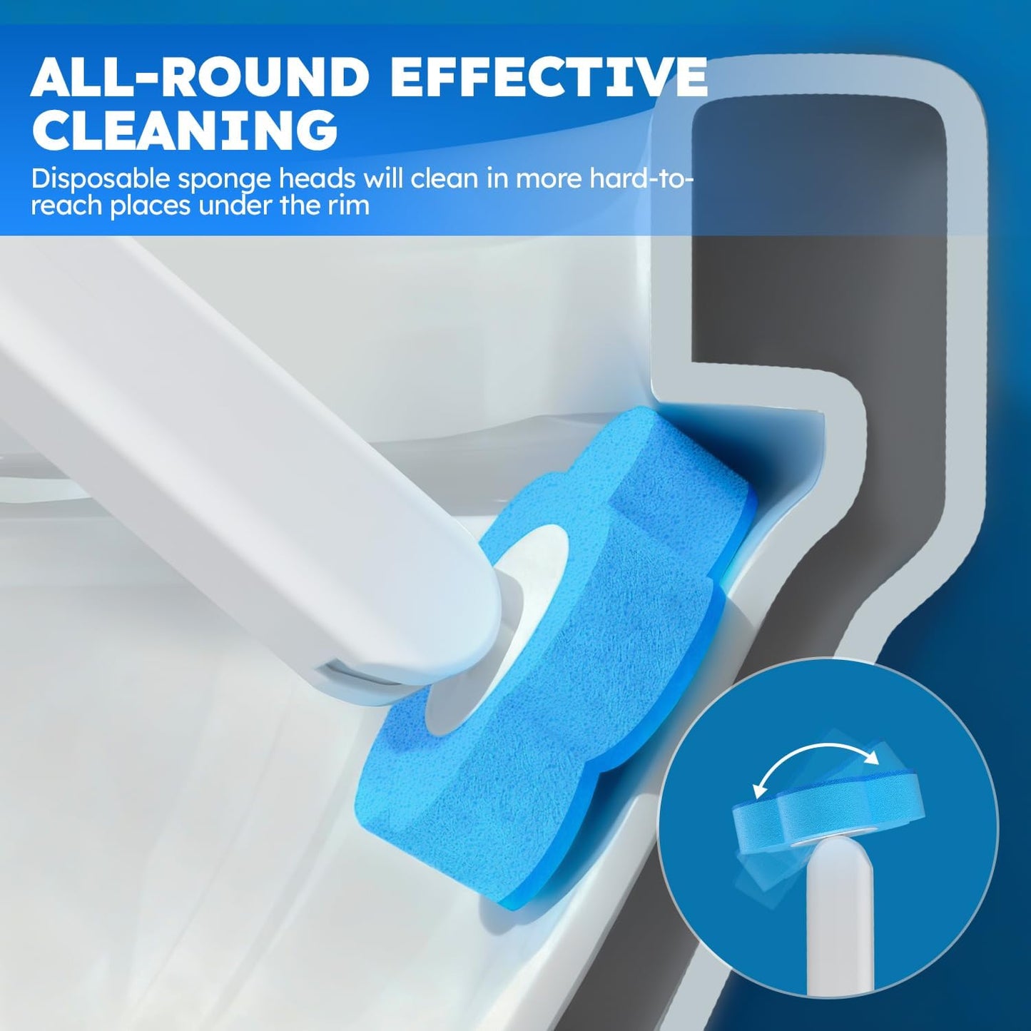 Disposable Toilet Brush Refills 20PCS Only for - Toilet Bowl Cleaner Head for Toilet Brush, Toilet Cleaning Supplies, 20PCS Brush Refills for Bathroom Deep Cleaning (20, Blue)