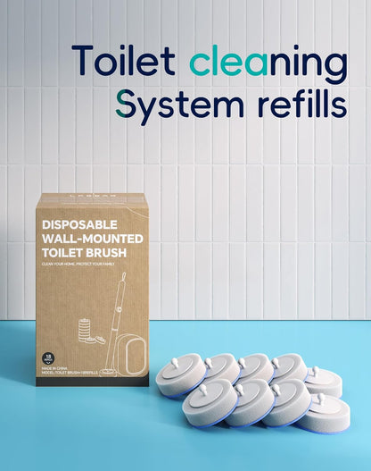 Disposable Toilet Cleaning System - Toilet Wand Kit with 36 High-Performance Refills, Wall Mounted Toilet Brush and Holder for Deep Cleaning Bathroom (Toilet Brush+18 Refills)