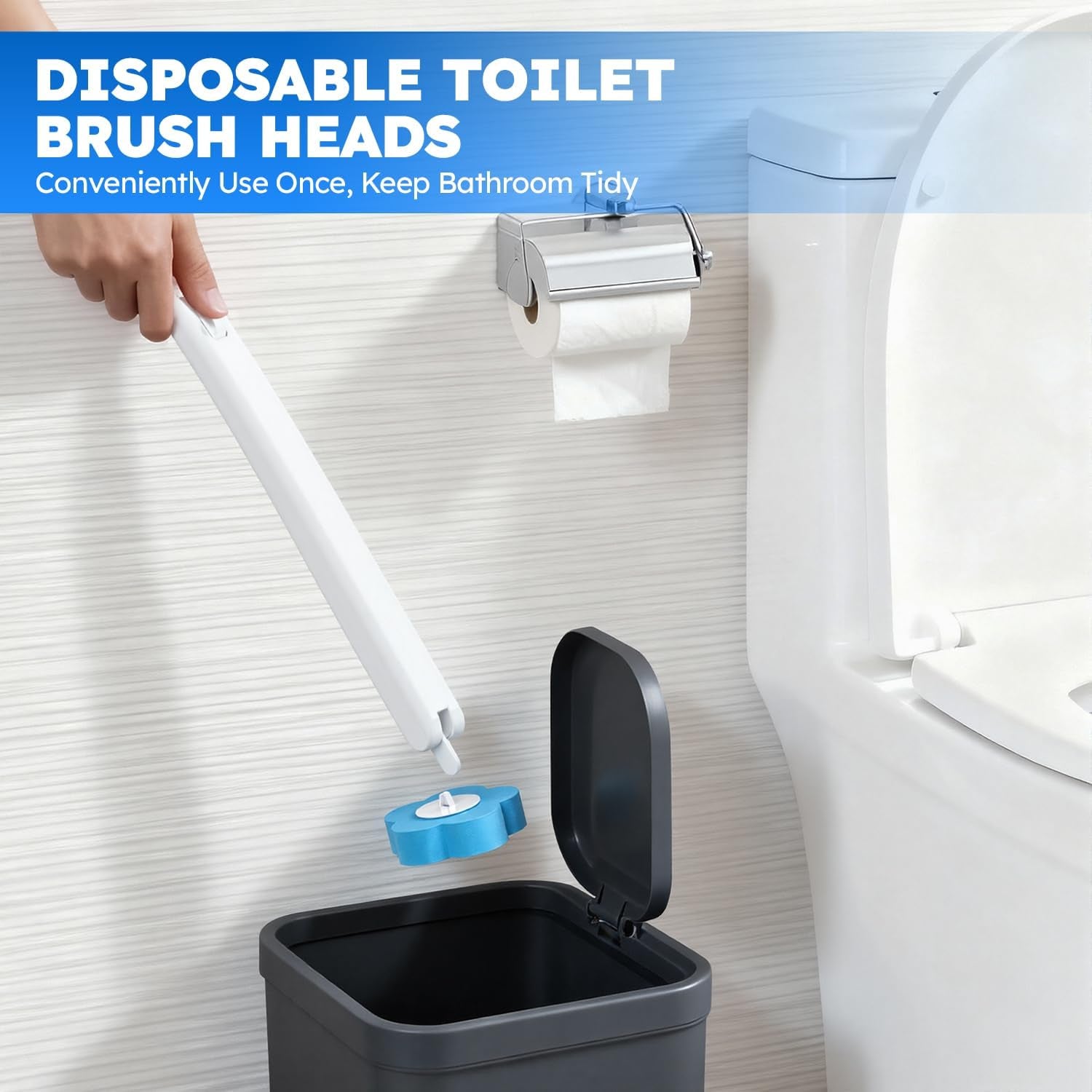 Disposable Toilet Brush Refills 20PCS Only for - Toilet Bowl Cleaner Head for Toilet Brush, Toilet Cleaning Supplies, 20PCS Brush Refills for Bathroom Deep Cleaning (20, Blue)